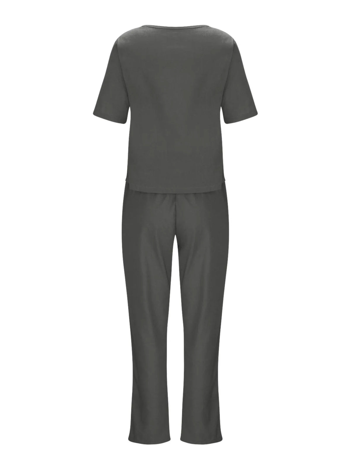 Full Size Round Neck Short Sleeve Top and Pants Set Plus Size