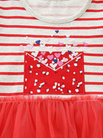 Children's Striped Short Sleeve Tulle Dress