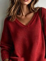 V-Neck Dropped Shoulder Sweater