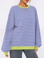 Striped Round Neck Long Sleeve Sweatshirt