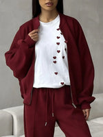 Plus Size Heart Round Neck Short Sleeve T-Shirt