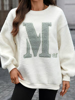 Letter Round Neck Fleece Sweatshirt