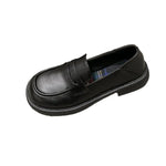 Round Toe Leather Loafers