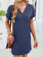 Casual V-Neck Short Sleeve T-Shirt Dress