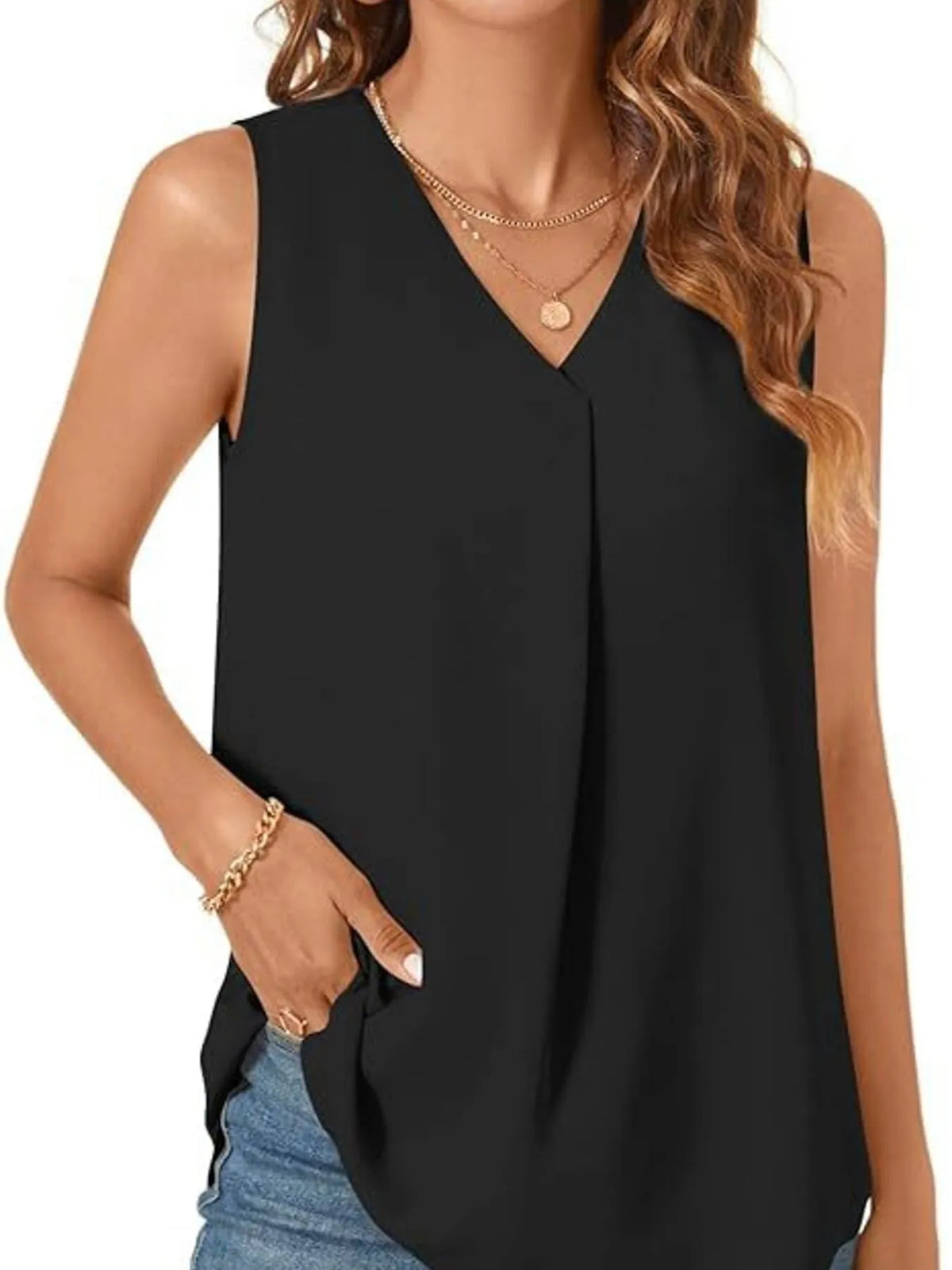 Full Size V-Neck Sleeveless Tank Top Plus Size