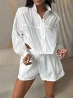 Zip-Up Crop Jacket and High-Waisted Shorts Set