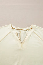 Slit Notched Long Sleeve Blouse