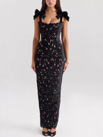 Slit Tie Shoulder Maxi Dress