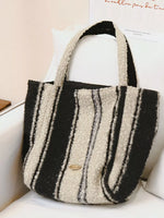 Reversible Striped Plush Tote Bag