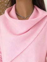 Full Size Solid Color Cowl Neck Sweater Plus Size
