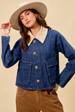 SO ME Zip Up And Buttoned Denim Jacket