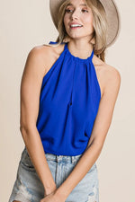 BiBi Air Flow Woven Key Hole Front Detailed Halter