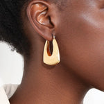 18K Gold-Plated Alloy Ribbed Triangular Hoop Earrings