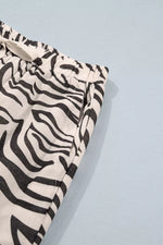 Multicolour Western Print Zebra Pattern Elastic Waist Pocket Pants