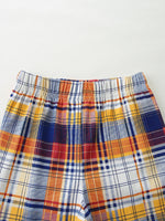 Children's Construction Vehicle Print Tee & Plaid Shorts Set