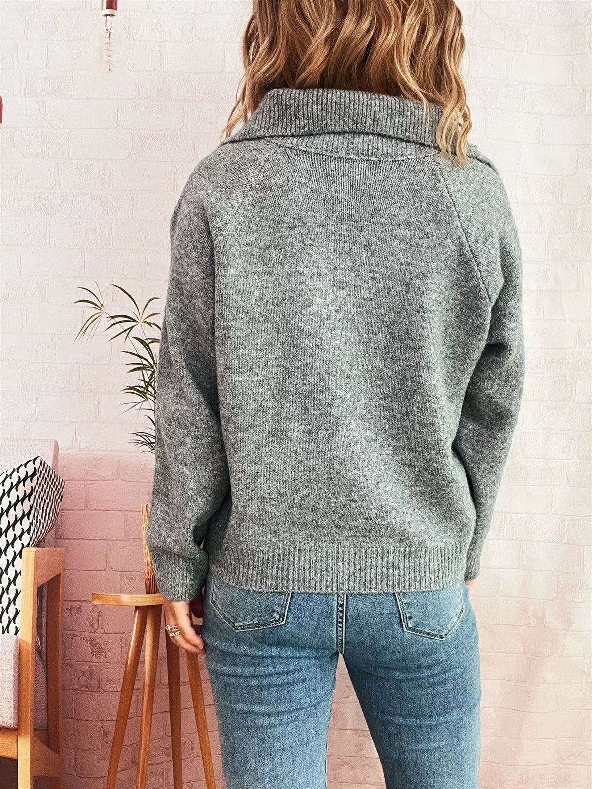 Ribbed Hem Raglan Sleeve Sweater