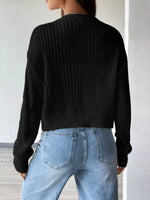 Ribbed Knit Button-Up Cropped Cardigan