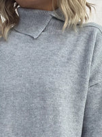 Slit Turtleneck Long Sleeve Sweater
