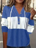 Color Block Drawstring Long Sleeve Hoodie