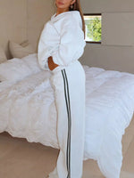 Zip Up Hoodie and Striped Pants Set