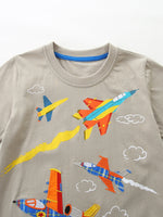 Children's Airplane Graphic Tee & Plaid Shorts Set