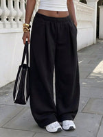 Elastic Waist Wide-Leg Sweatpants