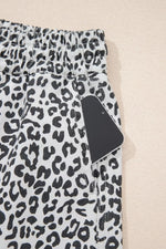 Leopard Print Tassel Drawstring Casual Denim Skort