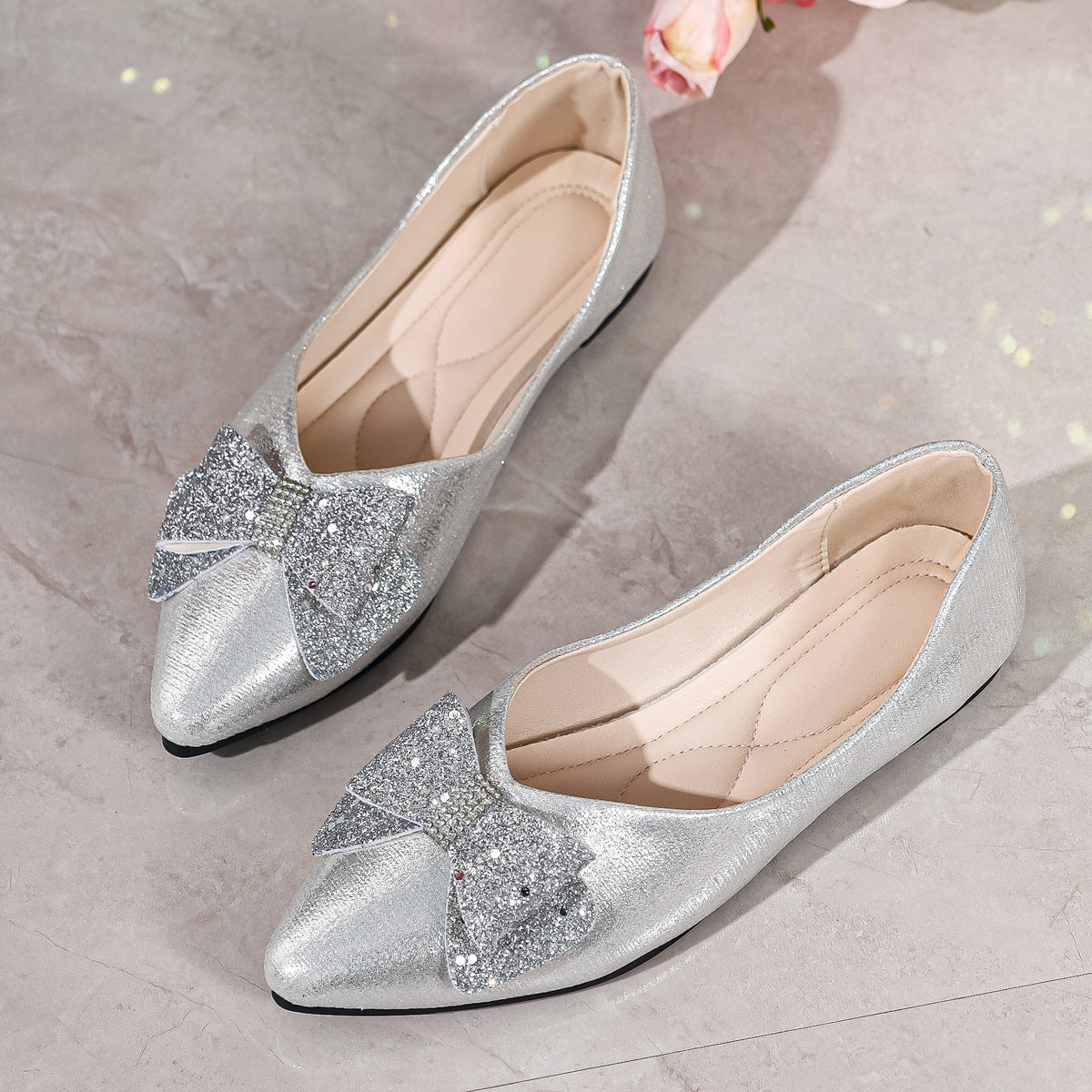 Bow Point Toe Slip-Ons
