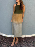 Full Size Sleeveless Gradient Tank Midi Dress Plus Size
