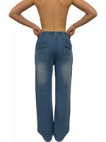 Wide Leg Contrast Stitching Jeans