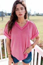 Solid V-Neck Short Sleeve T-Shirt