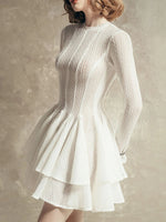 Layered Round Neck Long Sleeve Dress