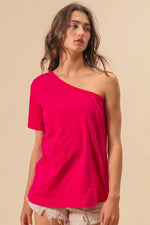 BiBi Cotton Span Knit One Shoulder Top