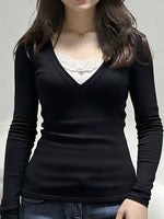 Long Sleeve T-Shirt with Lace Detail