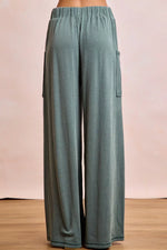 BiBi Two Tone Cord Rib Contrast Stitching V-Neck Top and Pants Set