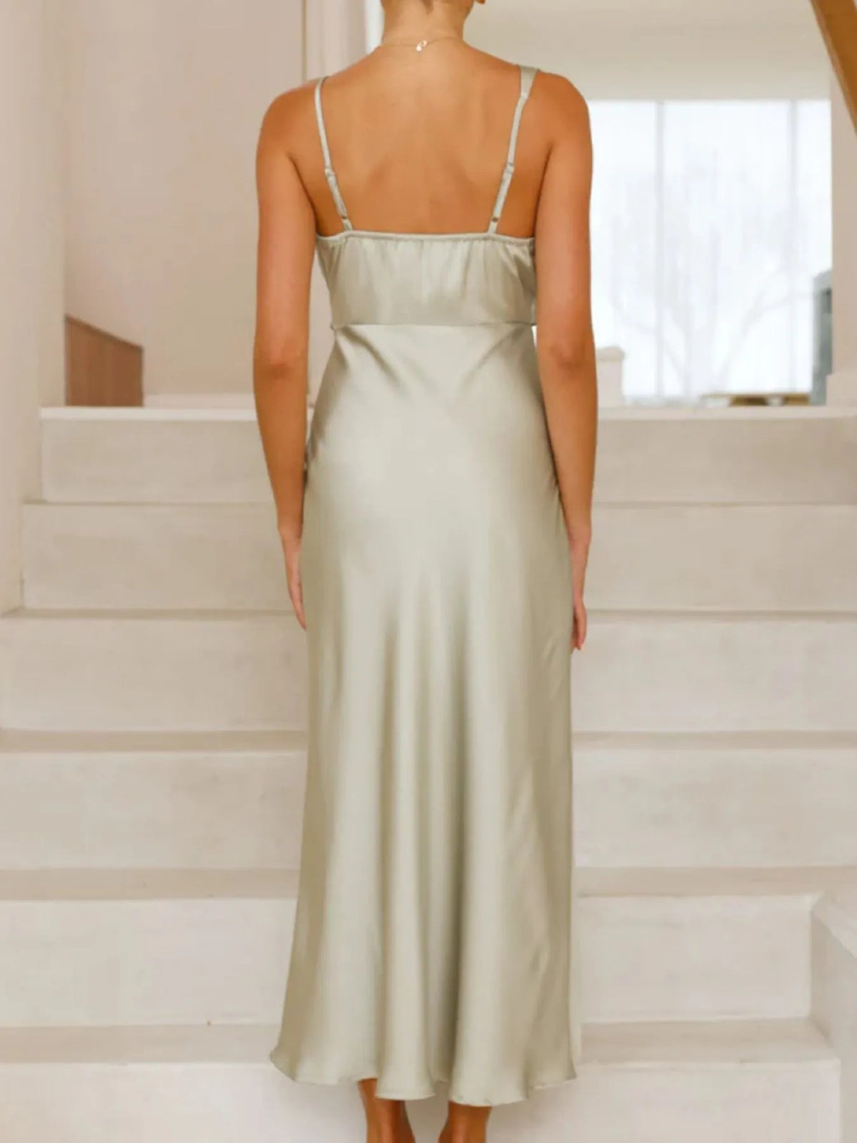 Satin Asymmetrical Midi Dress