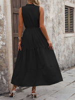 Notched Sleeveless Maxi Tank Dress