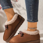 Cozy Bowknot Plush Lined Slip-Ons