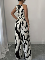 Abstract Print Sleeveless Wide Leg Jumpsuit