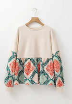 Printed Round Neck Long Sleeve Blouse