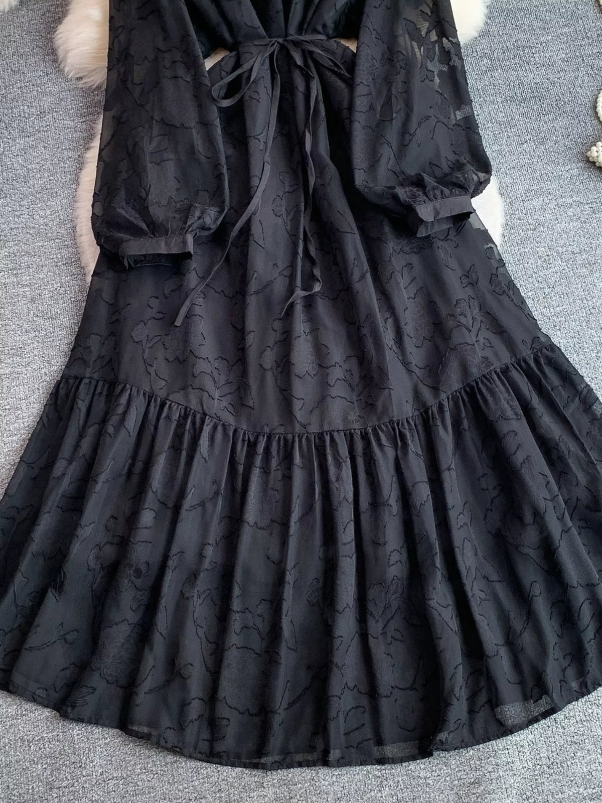 Tie Waist Long Sleeve Dress