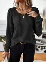 Ribbed Knit Long Sleeve T-Shirt