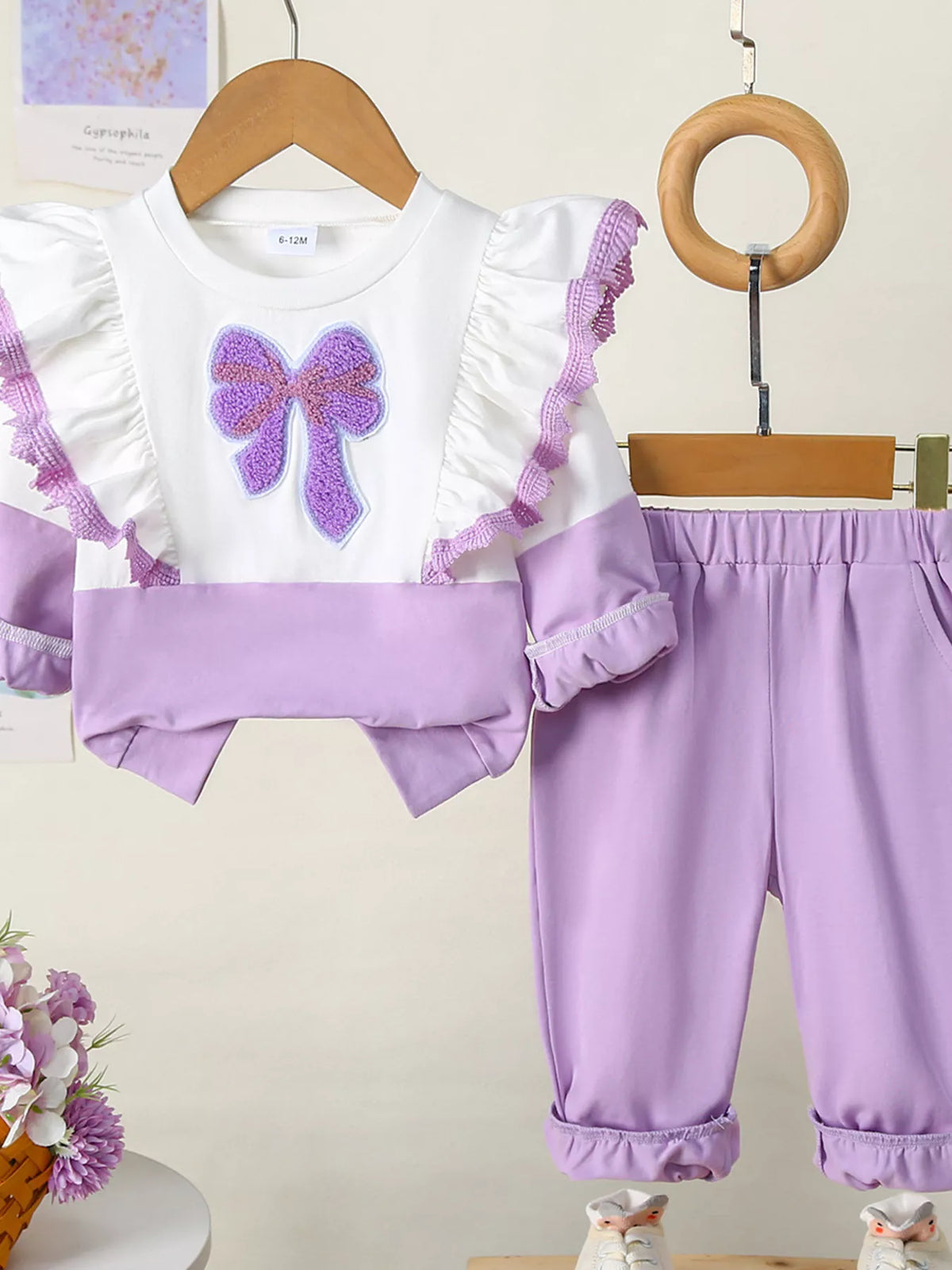 Children's Flower Long Sleeve Top and Pants Set