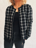 Plaid Pattern Zip Up Cardigan