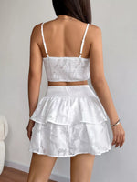 Smocked Crop Top & Ruffle Mini Skirt Set