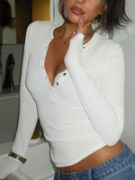 Ribbed Knit Long Sleeve T-Shirt
