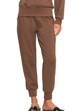 Zenana Scuba Crewneck Pullover & Joggers 2 Pieces Set