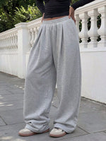 Elastic Waist Wide-Leg Sweatpants