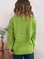 Striped Button Up Long Sleeve Cardigan