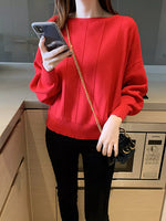 Ribbed Hem Batwing Sleeve Knit Top